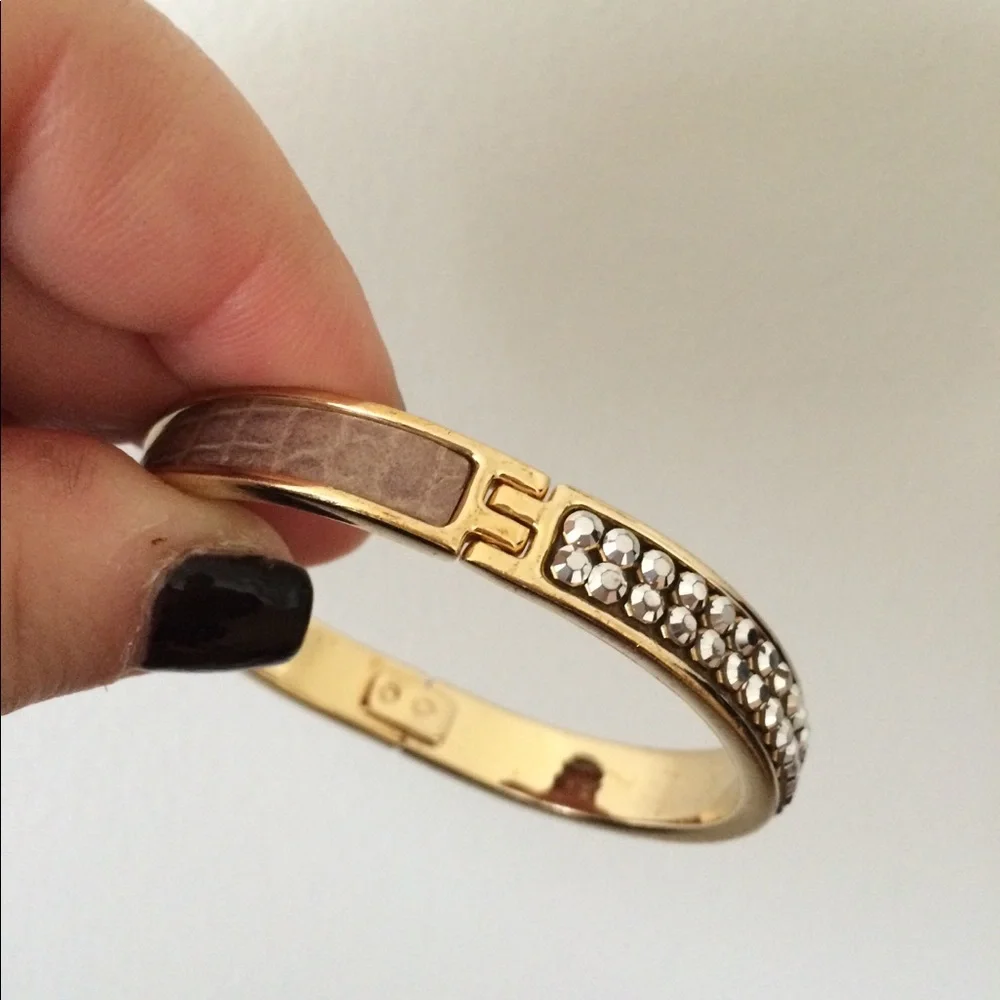Leather and Rhinestone bangle - Picture 2 of 5